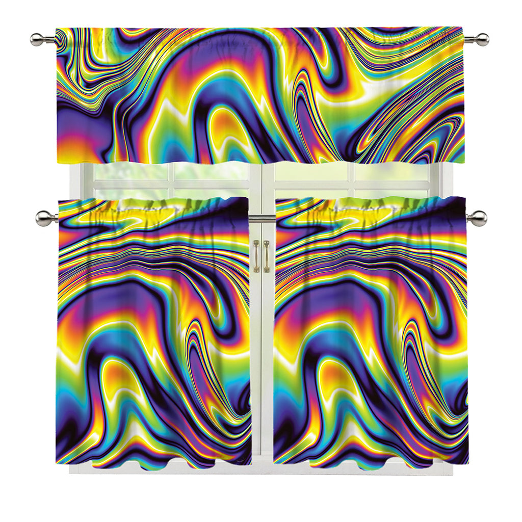 Psychedelic Gradient Print 3 Piece Kitchen Curtains