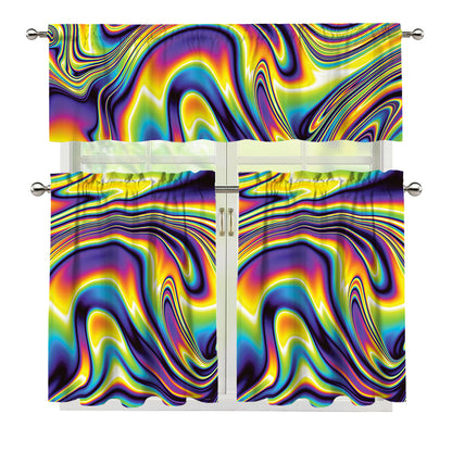 Psychedelic Gradient Print 3 Piece Kitchen Curtains