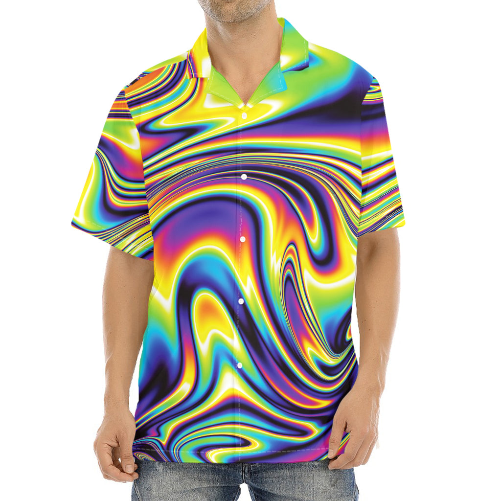 Psychedelic Gradient Print Aloha Shirt