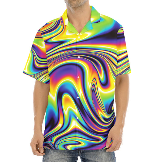 Psychedelic Gradient Print Aloha Shirt