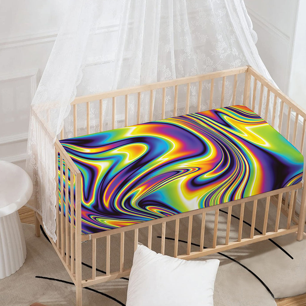 Psychedelic Gradient Print Baby Crib Sheet