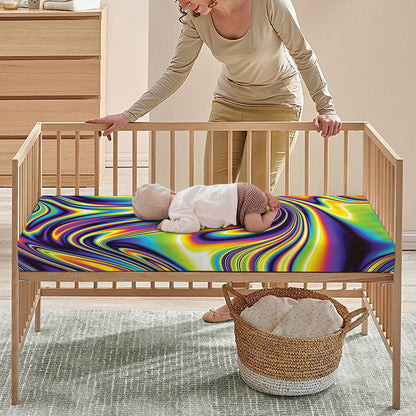 Psychedelic Gradient Print Baby Crib Sheet