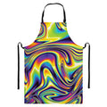 Psychedelic Gradient Print Bib Apron With Pocket