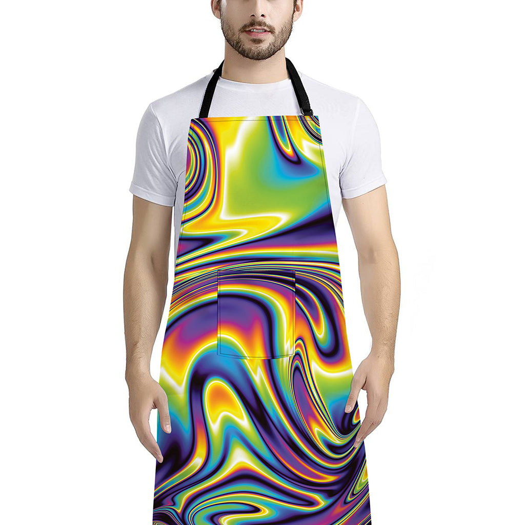 Psychedelic Gradient Print Bib Apron With Pocket
