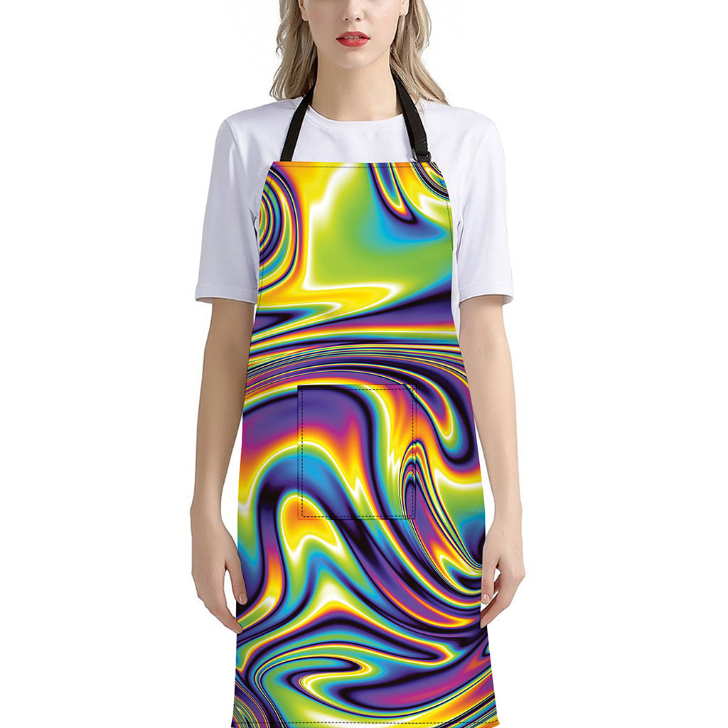 Psychedelic Gradient Print Bib Apron With Pocket