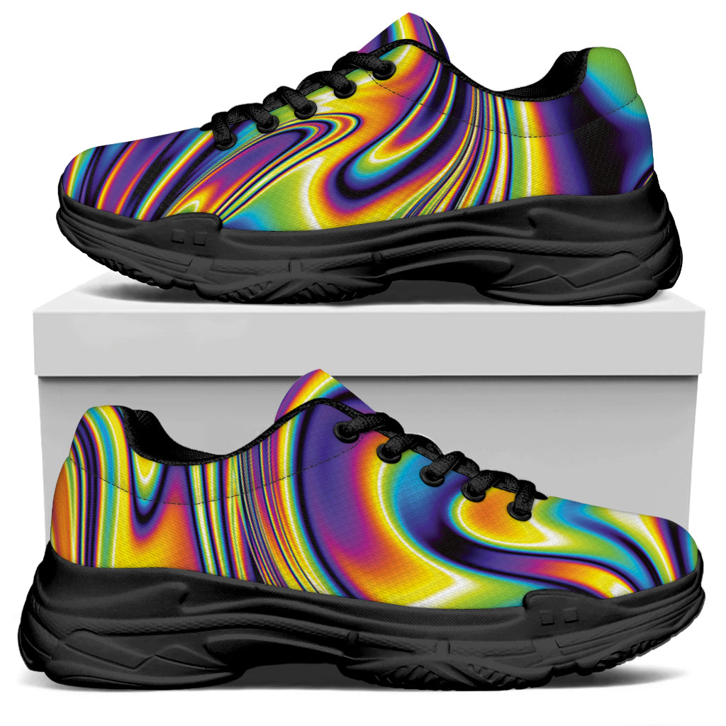 Psychedelic Gradient Print Black Chunky Shoes