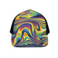 Psychedelic Gradient Print Black Mesh Trucker Hat