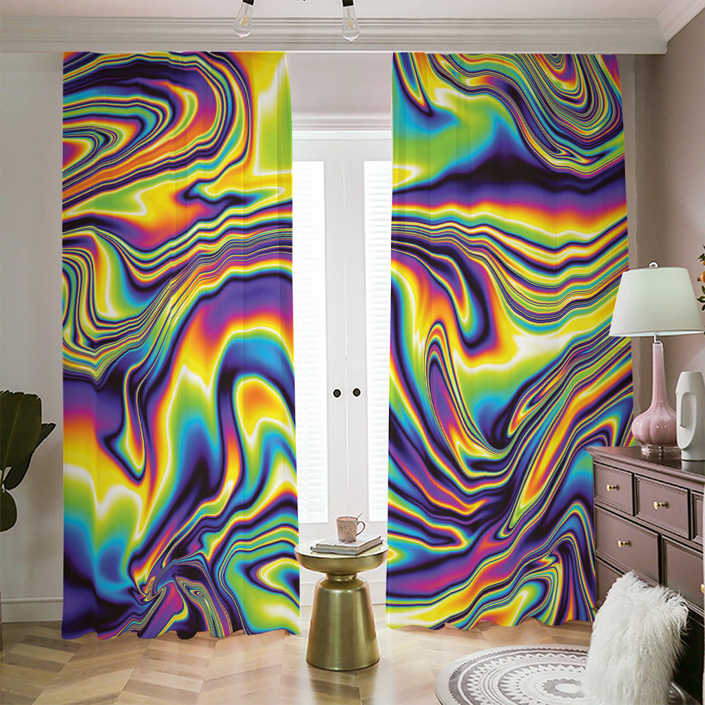 Psychedelic Gradient Print Blackout Pencil Pleat Curtains