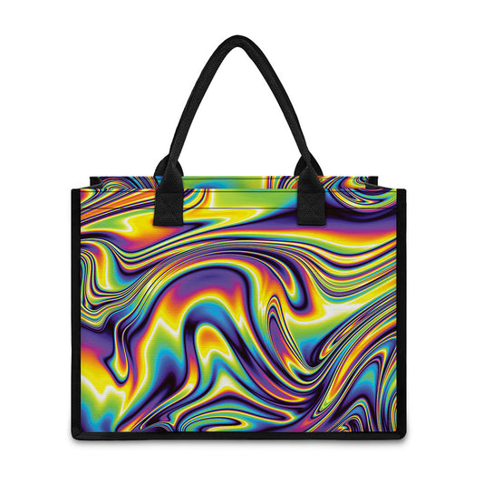 Psychedelic Gradient Print Canvas Tote Bag