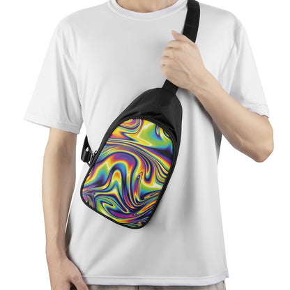 Psychedelic Gradient Print Chest Bag
