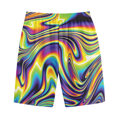 Psychedelic Gradient Print Cotton Shorts