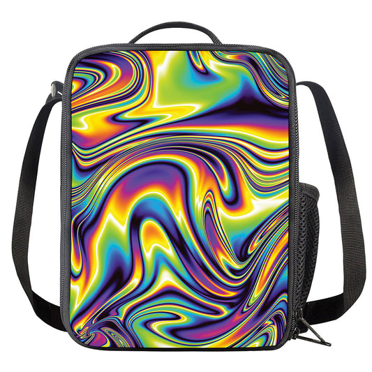 Psychedelic Gradient Print Crossbody Lunch Bag