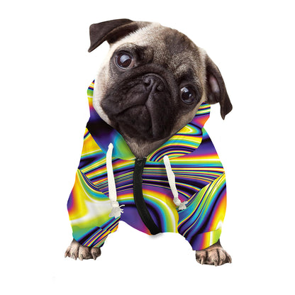 Psychedelic Gradient Print Dog Zip Up Hoodie