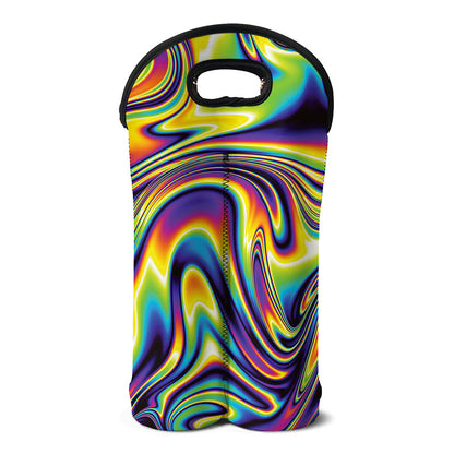 Psychedelic Gradient Print Double Neoprene Wine Tote