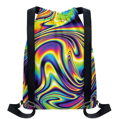 Psychedelic Gradient Print Drawstring Backpack