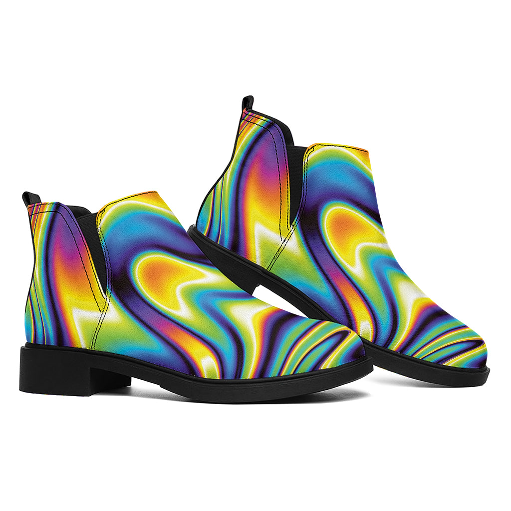 Psychedelic Gradient Print Flat Ankle Boots