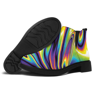 Psychedelic Gradient Print Flat Ankle Boots