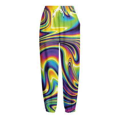 Psychedelic Gradient Print Fleece Lined Knit Pants
