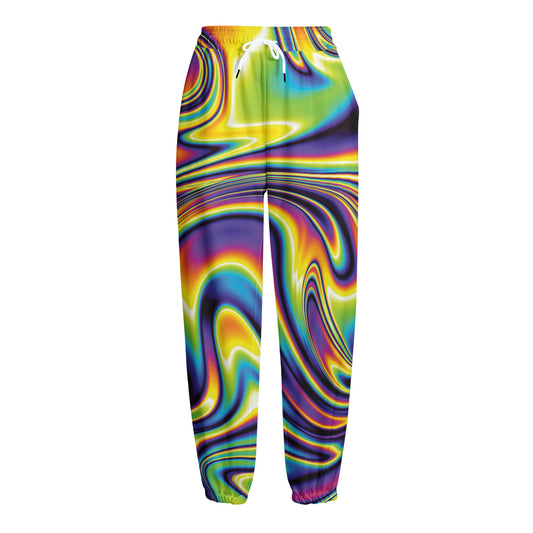 Psychedelic Gradient Print Fleece Lined Knit Pants