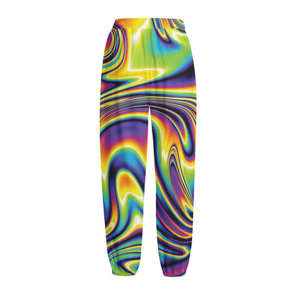 Psychedelic Gradient Print Fleece Lined Knit Pants