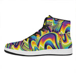 Psychedelic Gradient Print High Top Leather Sneakers
