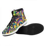 Psychedelic Gradient Print High Top Leather Sneakers