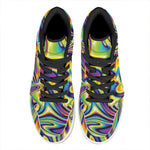Psychedelic Gradient Print High Top Leather Sneakers