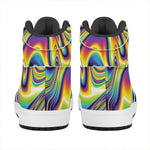 Psychedelic Gradient Print High Top Leather Sneakers