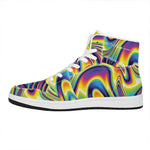 Psychedelic Gradient Print High Top Leather Sneakers
