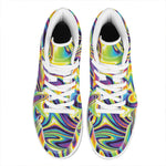 Psychedelic Gradient Print High Top Leather Sneakers