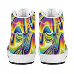 Psychedelic Gradient Print High Top Leather Sneakers
