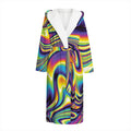 Psychedelic Gradient Print Hooded Bathrobe