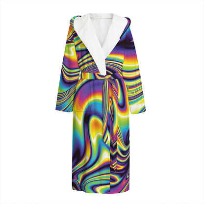 Psychedelic Gradient Print Hooded Bathrobe