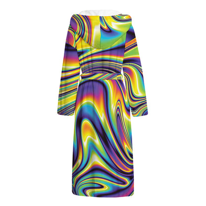 Psychedelic Gradient Print Hooded Bathrobe