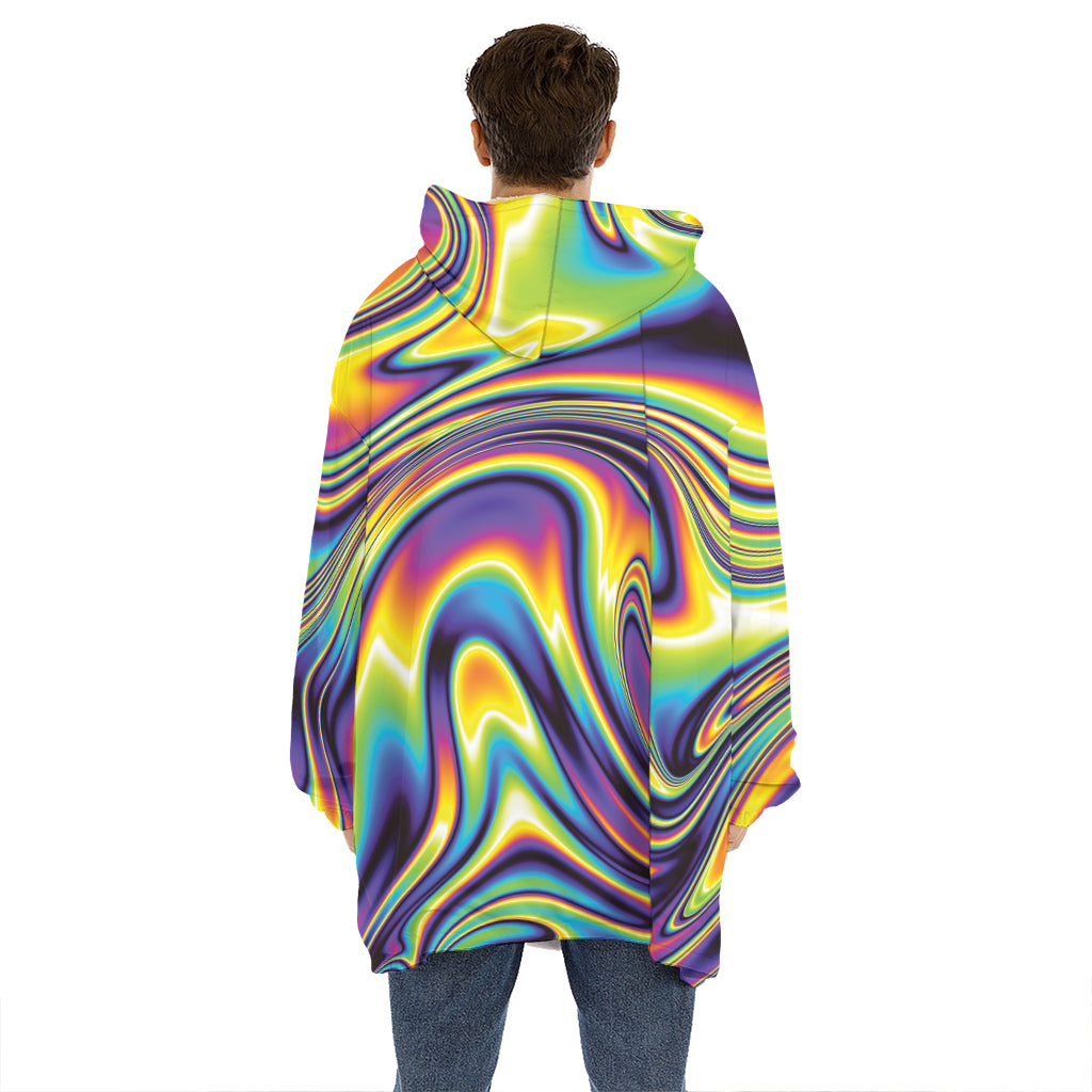 Psychedelic Gradient Print Hoodie Blanket