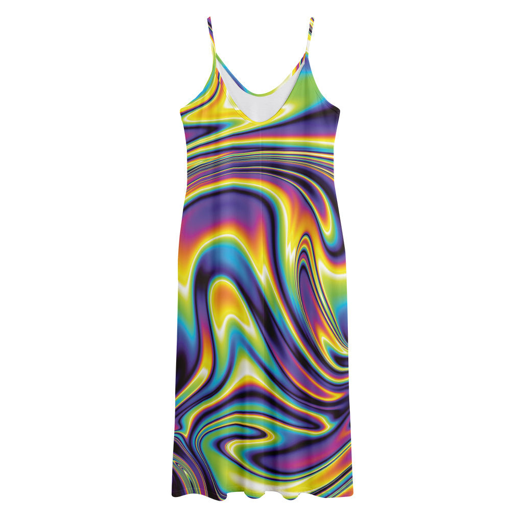 Psychedelic Gradient Print Jersey Midi Cami Dress