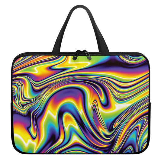 Psychedelic Gradient Print Laptop Sleeve With Handle