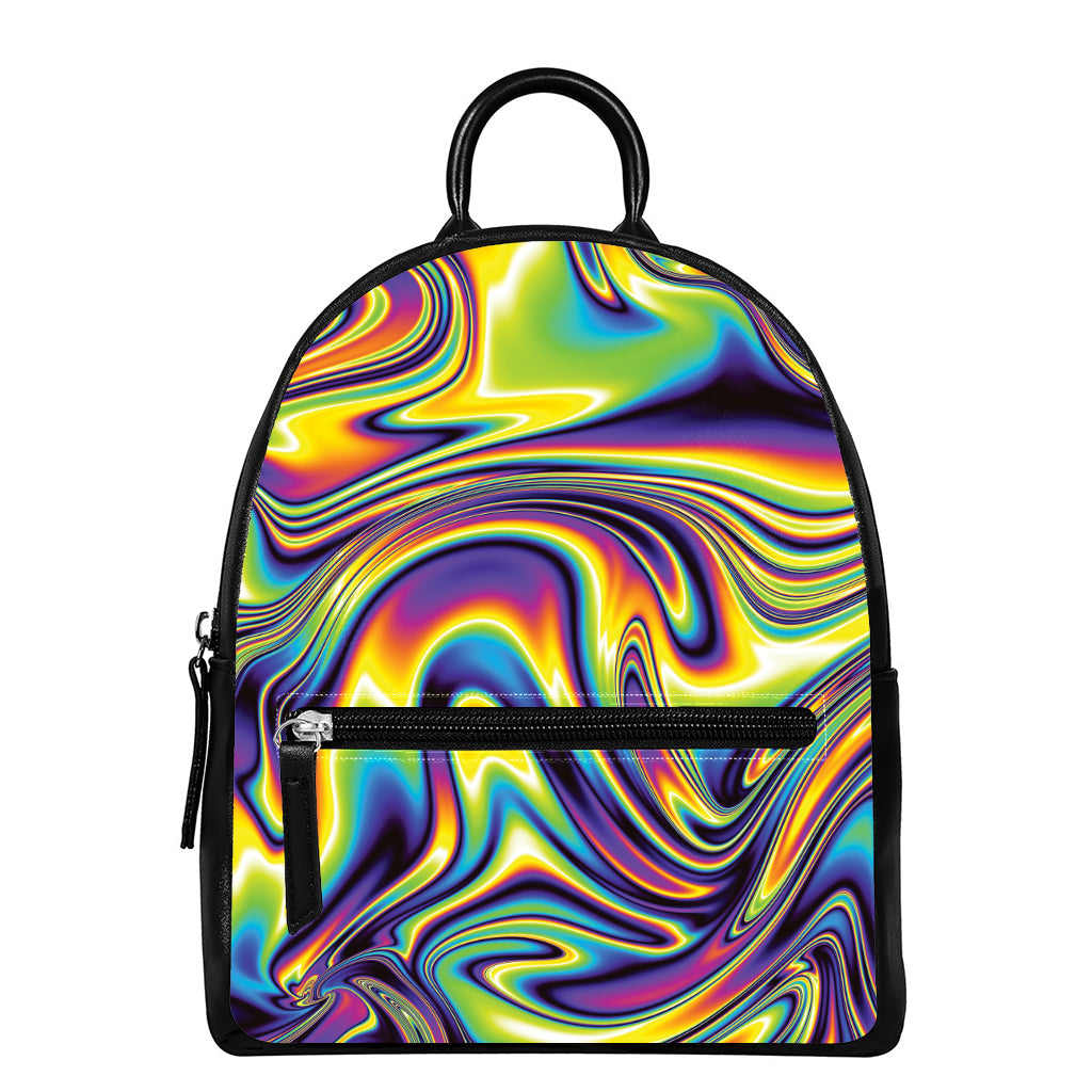 Psychedelic Gradient Print Leather Backpack
