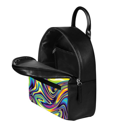 Psychedelic Gradient Print Leather Backpack
