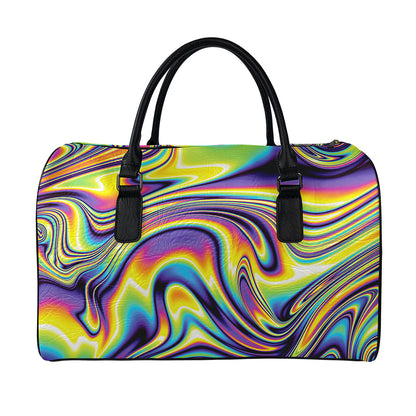 Psychedelic Gradient Print Leather Duffle Bag