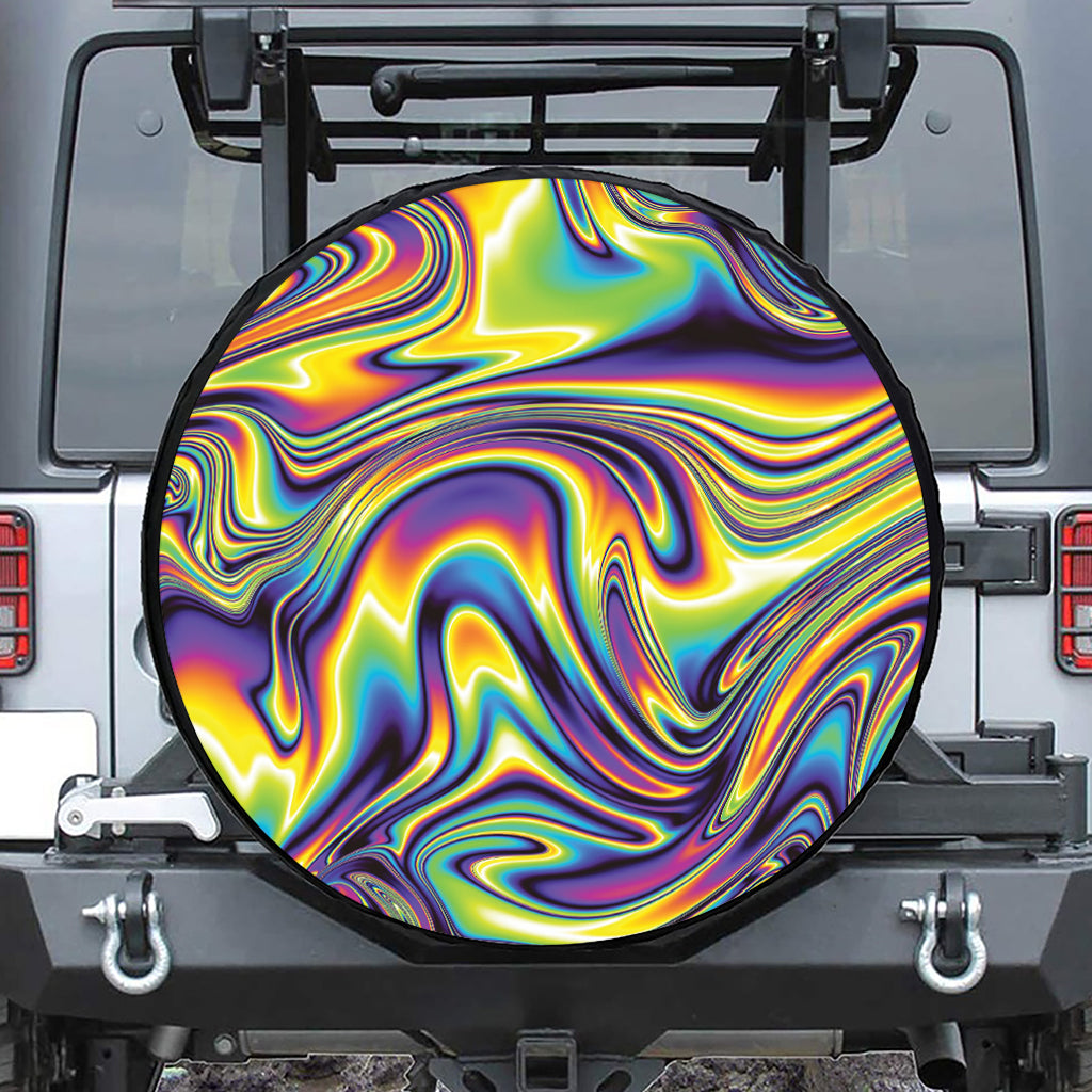 Psychedelic Gradient Print Leather Spare Tire Cover