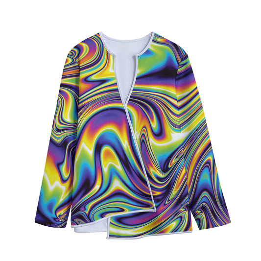 Psychedelic Gradient Print Long Sleeve Short Coat