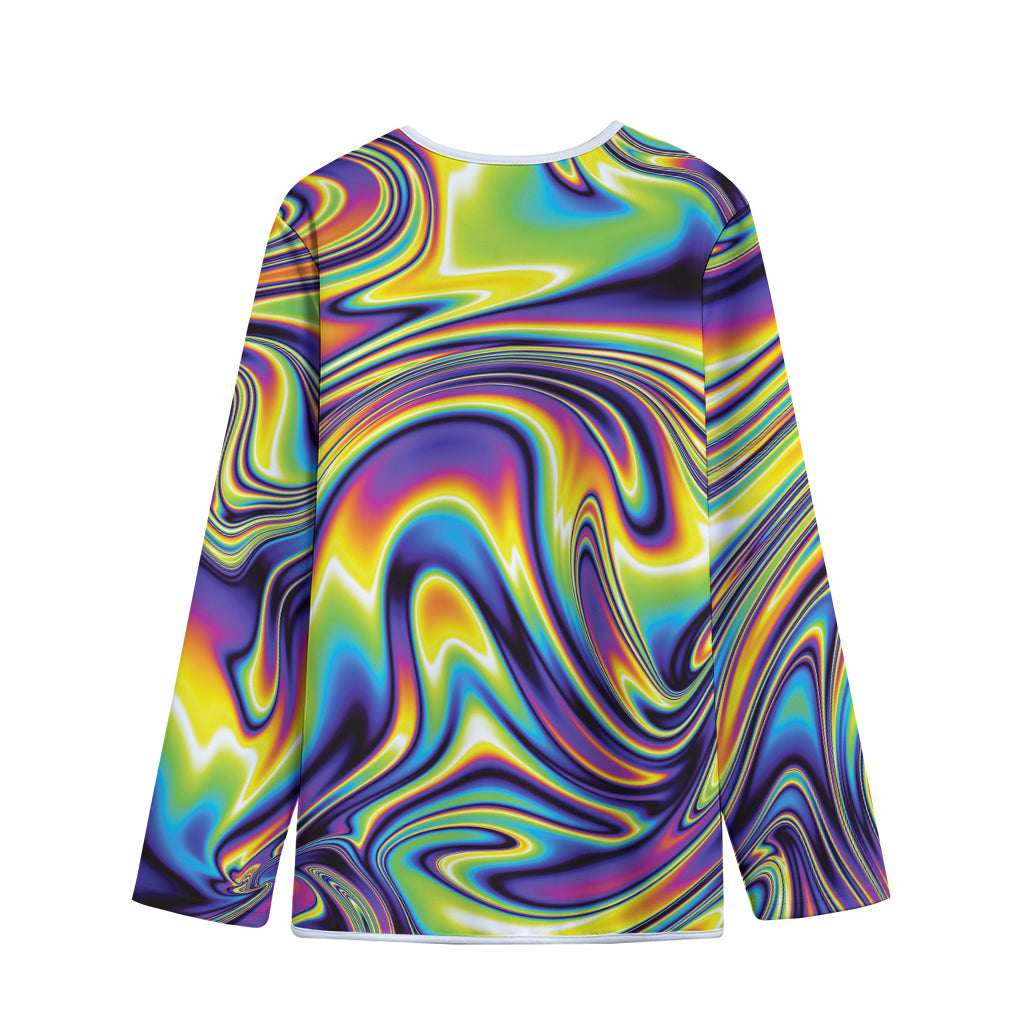 Psychedelic Gradient Print Long Sleeve Short Coat