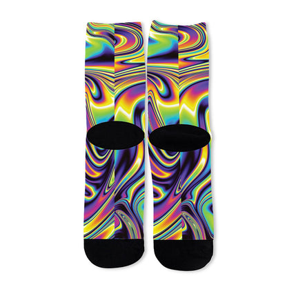 Psychedelic Gradient Print Long Socks