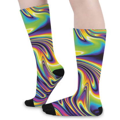 Psychedelic Gradient Print Long Socks
