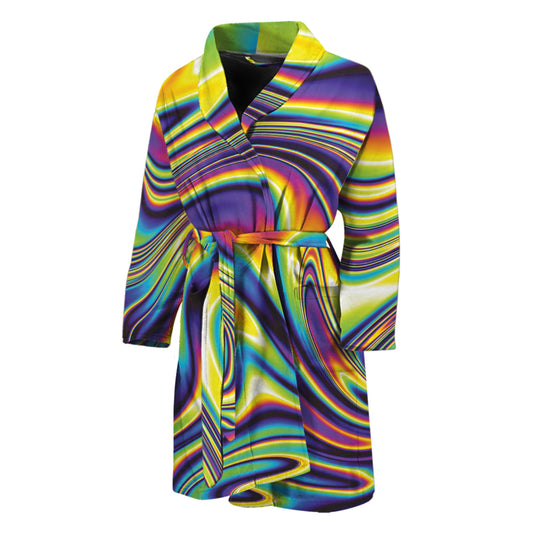 Psychedelic Gradient Print Men's Bathrobe