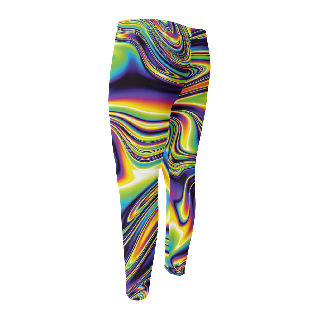 Psychedelic Gradient Print Men's Compression Pants
