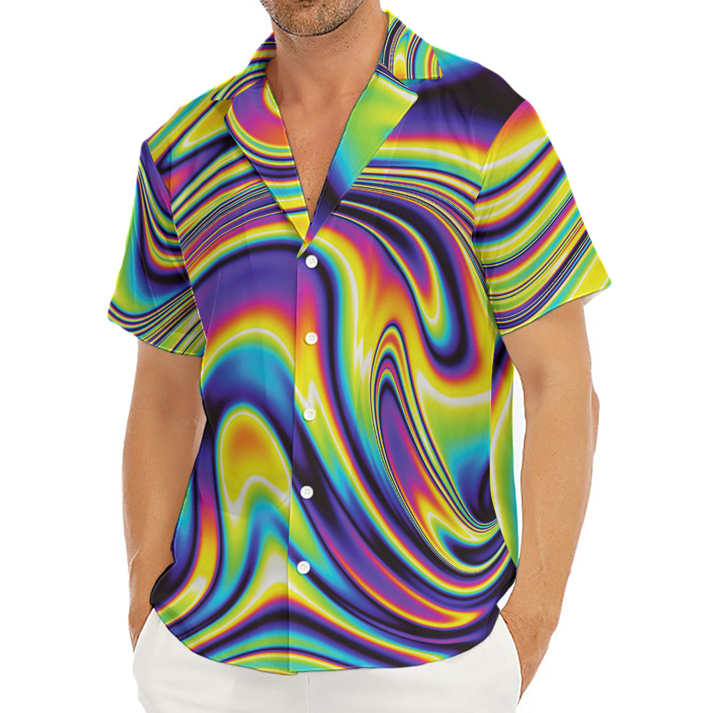 Psychedelic Gradient Print Men's Deep V-Neck Shirt
