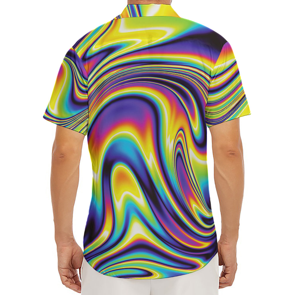 Psychedelic Gradient Print Men's Deep V-Neck Shirt