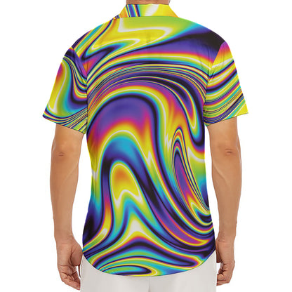 Psychedelic Gradient Print Men's Deep V-Neck Shirt